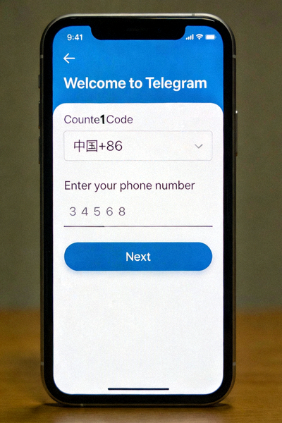 安卓版Telegram首次启动输入手机号码的界面截图