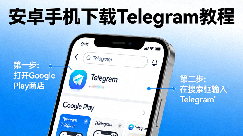 安卓手机下载Telegram应用教程主图 - 展示在Google Play商店中搜索Telegram