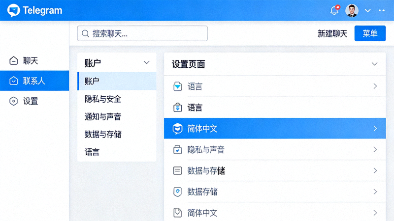成功汉化后的Telegram中文界面截图 - 显示完整的中文菜单和设置