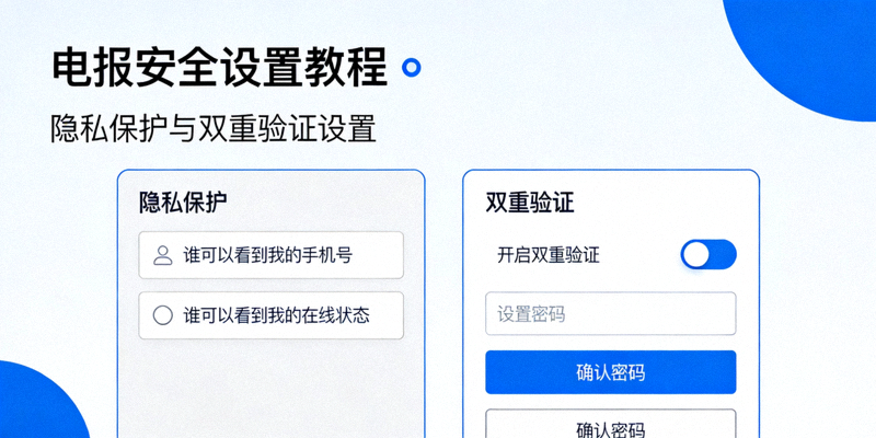 Telegram安全设置重要性示意图 - 展示锁、眼睛、对话气泡和手机图标