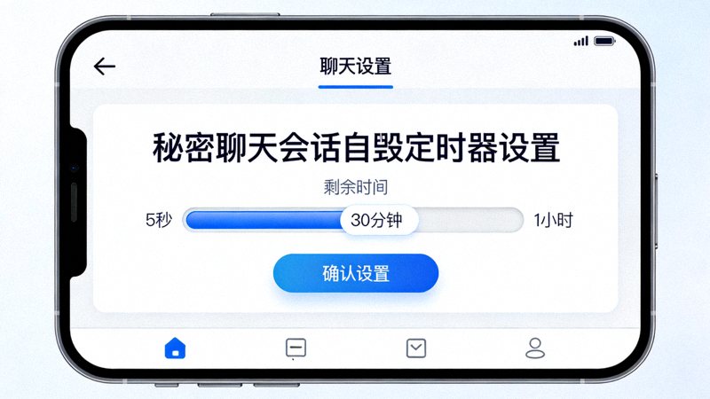 秘密聊天会话自毁定时器设置界面截图 - 显示时间选择滑块