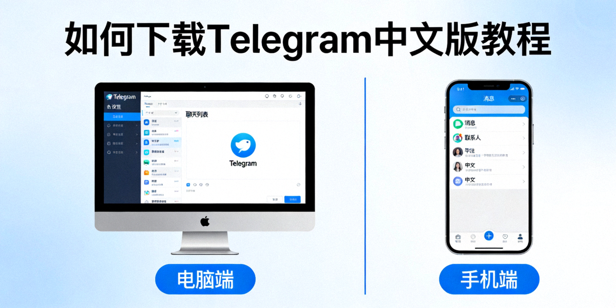 如何下载Telegram中文版教程主图 - 展示电脑和手机上的Telegram中文界面