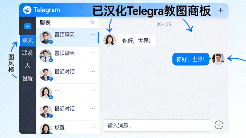 使用第三方汉化版客户端教程配图 - 展示已汉化的Telegram界面