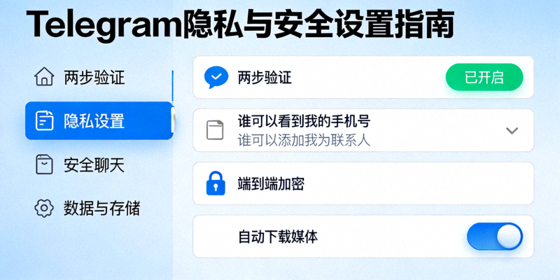 Telegram安全设置完全指南配图 - 隐私与安全设置界面