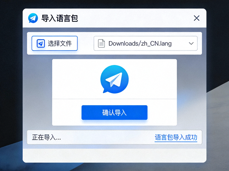 Telegram导入语言包界面截图 - 展示导入文件的操作流程