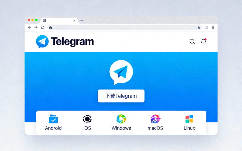 Telegram官方网站首页截图 - 显示下载按钮和不同平台选项