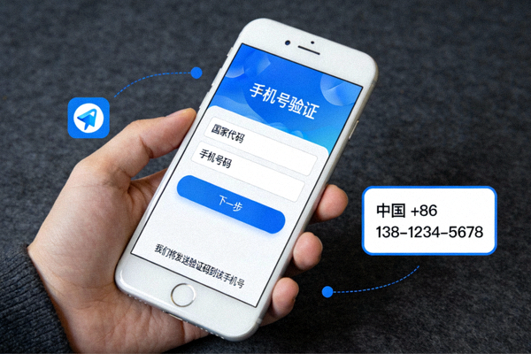 Telegram账号注册与设置教程配图 - 显示手机号验证界面