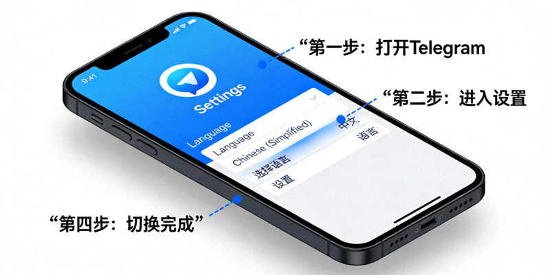 纸飞机APP汉化包安装指南配图 - 手机屏幕显示Telegram从英文界面切换为完整中文界面的过程